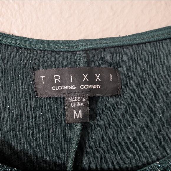 Trixxi Green Glitter Long Sleeve Dress Mini Dress - Picture 5 of 6